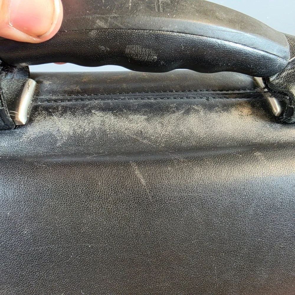 Tumi Briefcase Mens Large Black Leather Ballistic Nylon Laptop Messenger Bag